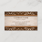 Braune und beige Damask Visitenkarte (Rückseite)