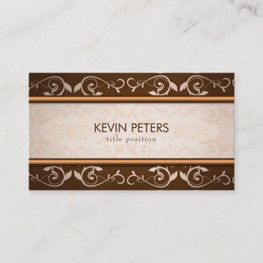 Braune und beige Damask Visitenkarte (Vorderseite)