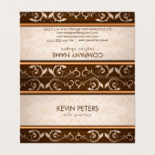 Braune und beige Damaskusmuster Visitenkarten (Außenseite Aufgefaltet)