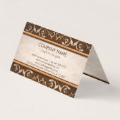 Braune und beige Damaskusmuster Visitenkarten (Rückseite)