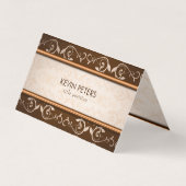 Braune und beige Damaskusmuster Visitenkarten (Vorderseite)