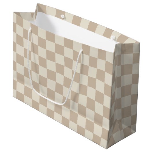Braune und beige Karton Große Geschenktüte (Vorderseite Schrägansicht)