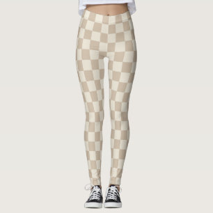 Braune und beige Karton Leggings