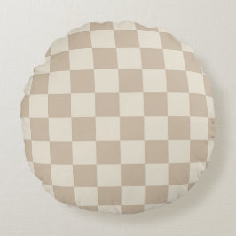 Braune und beige Karton Rundes Kissen