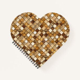 Braune und beige Mosaiksteinwand Notizblock