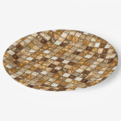 Braune und beige Mosaiksteinwand Pappteller (Schrägansicht)