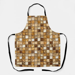 Braune und beige Mosaiksteinwand Schürze