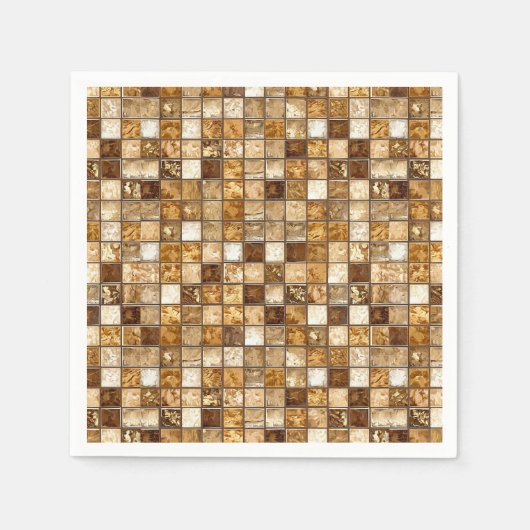 Braune und beige Mosaiksteinwand Serviette (Vorderseite)