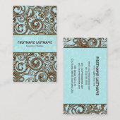 Braune und blaue Abstrakte Random-Wirbel Visitenkarte (Vorne/Hinten)