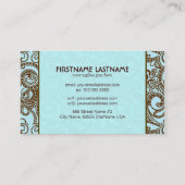 Braune und blaue Abstrakte Random-Wirbel Visitenkarte (Rückseite)