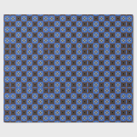 Braune und blaue Boxen WIth Stars Wrapping Paper Geschenkpapier (Flach)