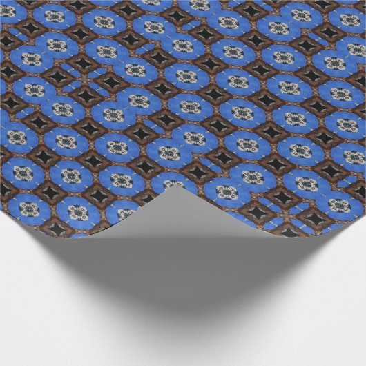 Braune und blaue Boxen WIth Stars Wrapping Paper Geschenkpapier (Ecke)