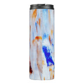Braune und blaue Flüssig-Malerei Thermosbecher (Rückseite)