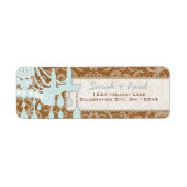 Braune und blaue Kronleuchter geben das Adressetik (Vorne)