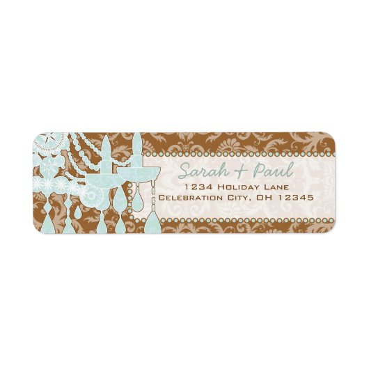 Braune und blaue Kronleuchter geben das Adressetik (Vorne)