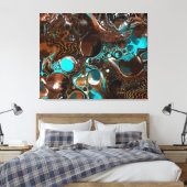 Braune und blaue Marmorbläschen Fluid Art Leinwanddruck (Insitu (Schlafzimmer))