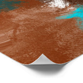 Braune und blaue Marmorbläschen Fluid Art Poster (Ecke)