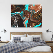 Braune und blaue Marmorflüssigkeit Kunst Leinwanddruck (Insitu (Schlafzimmer))