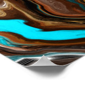 Braune und blaue Marmorflüssigkeit Kunst Poster (Ecke)