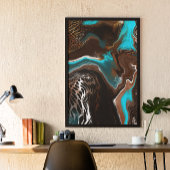 Braune und blaue Marmorflüssigkeit Kunst Poster