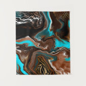 Braune und blaue Marmorflüssigkeit Kunst Wandteppich (Vorderseite)