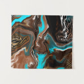 Braune und blaue Marmorflüssigkeit Kunst Wandteppich (Vorderseite (Horizontal))