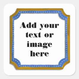 Braune und blaue Rahmen hinzufügen Quadratischer Aufkleber