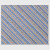 Braune und blaue Streifen Geschenkpapier (Flach)