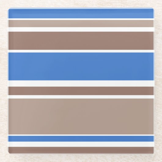 Braune und blaue Streifen Glasuntersetzer (Vorderseite)