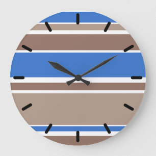 Braune und blaue Streifen Große Wanduhr