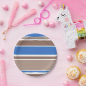 Braune und blaue Streifen Pappteller (Party)