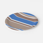 Braune und blaue Streifen Pappteller (Schrägansicht)