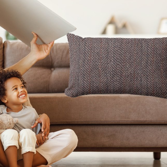Braune und blaue Tweed-Bildwurzel Kissen Lumbar (Brown and Blue Tweed Image Throw Pillow Lumbar)
