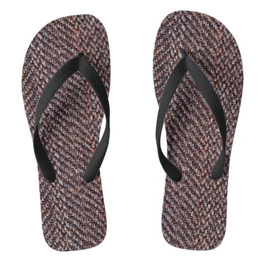 Braune und blaue Tweed Image Adult Flip Flops Badesandalen (Fußbett)