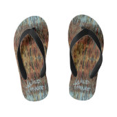 Braune und blaue Wilde Dinge Flip Flops Kinderbadesandalen (Fußbett)