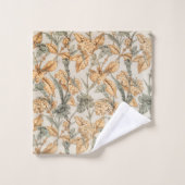 Braune und blaugrüne Blume Badhandtuch Set (Waschlappen)
