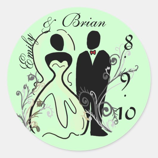 Bräune und Bräutigam Save the Date Sticker (Vorderseite)
