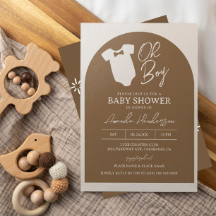 Braune und cremefarbene Fliege Babyparty Einladung