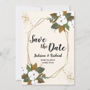 Braune und cremefarbene florale Hochzeit - Merkt E Einladung