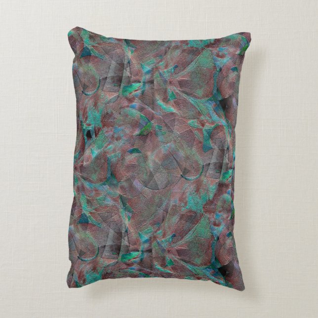 Braune und Cyanflecken auf unfertigen Wandputz Dekokissen (Rückseite(Vertikal))