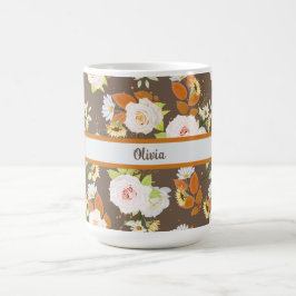 Braune und florale, Rose, Daisy Personalisiert Kaffeetasse