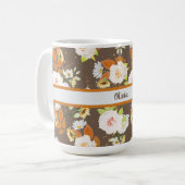 Braune und florale, Rose, Daisy Personalisiert Kaffeetasse (Vorderseite Links)