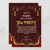 Braune und gelbe islamische Iftar-Party Einladung (Vorne/Hinten)