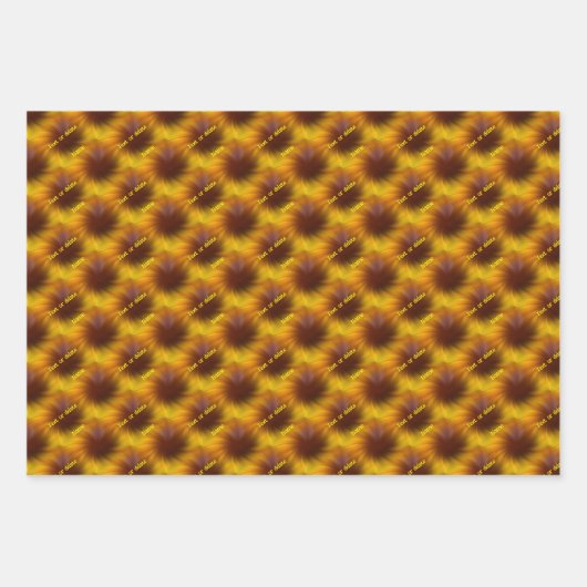 Braune und gelbe Wirbel Abstrakt Personalisiert Geschenkpapier Set (Vorderseite 2)