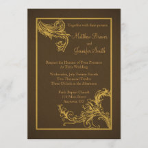 Braune und goldene barocke Swoosh-Hochzeit im Vint