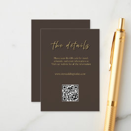 Braune und goldene Hochzeitseinlagekarte Begleitkarte