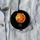 Braune und goldene Leo zodiac-Zeichen schwarz Button (Beispiel)