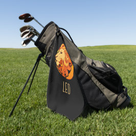 Braune und goldene Leo zodiac-Zeichen schwarz Golfhandtuch