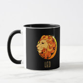 Braune und goldene Leo zodiac-Zeichen schwarz Tasse (Links)