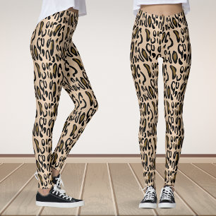 Braune und goldene Leopard Print Yoga Pants Fitnes Leggings